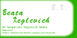 beata keglevich business card
