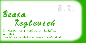 beata keglevich business card